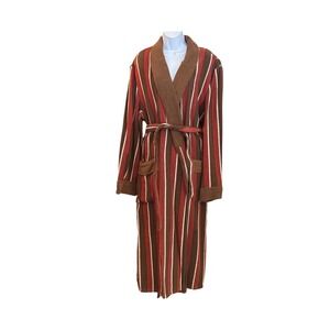 Vintage Mallimo Striped Cotton Robe NWT Belted Cabincore Lounge Deadstock XL